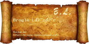 Brogle Lázár névjegykártya